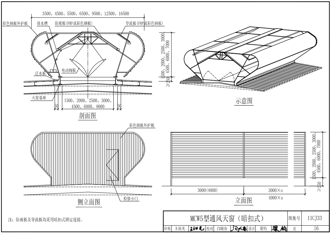 MCW5型通風(fēng)天窗結(jié)構(gòu)示意圖